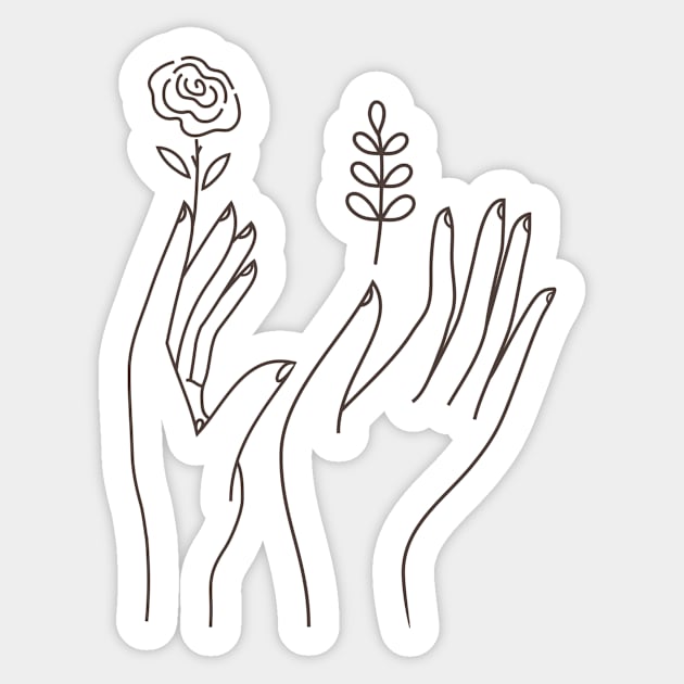 Outline hands with flowers Sticker by Artomino